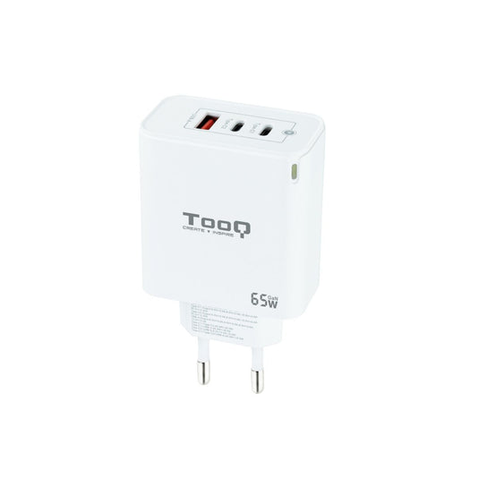 Wandladegerät TooQ Cargador de Pared GaN 2USB-C/PD + USB-A/QC 65W, Blanco Weiß 65 W